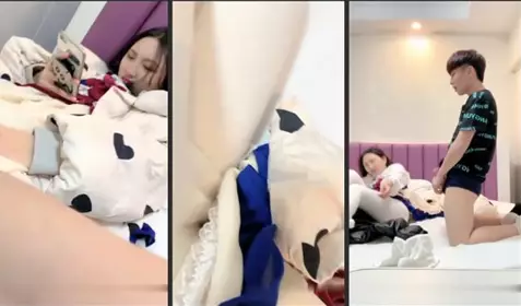 新收的两个稚嫩技校干妹妹和社会小青年旅馆开房